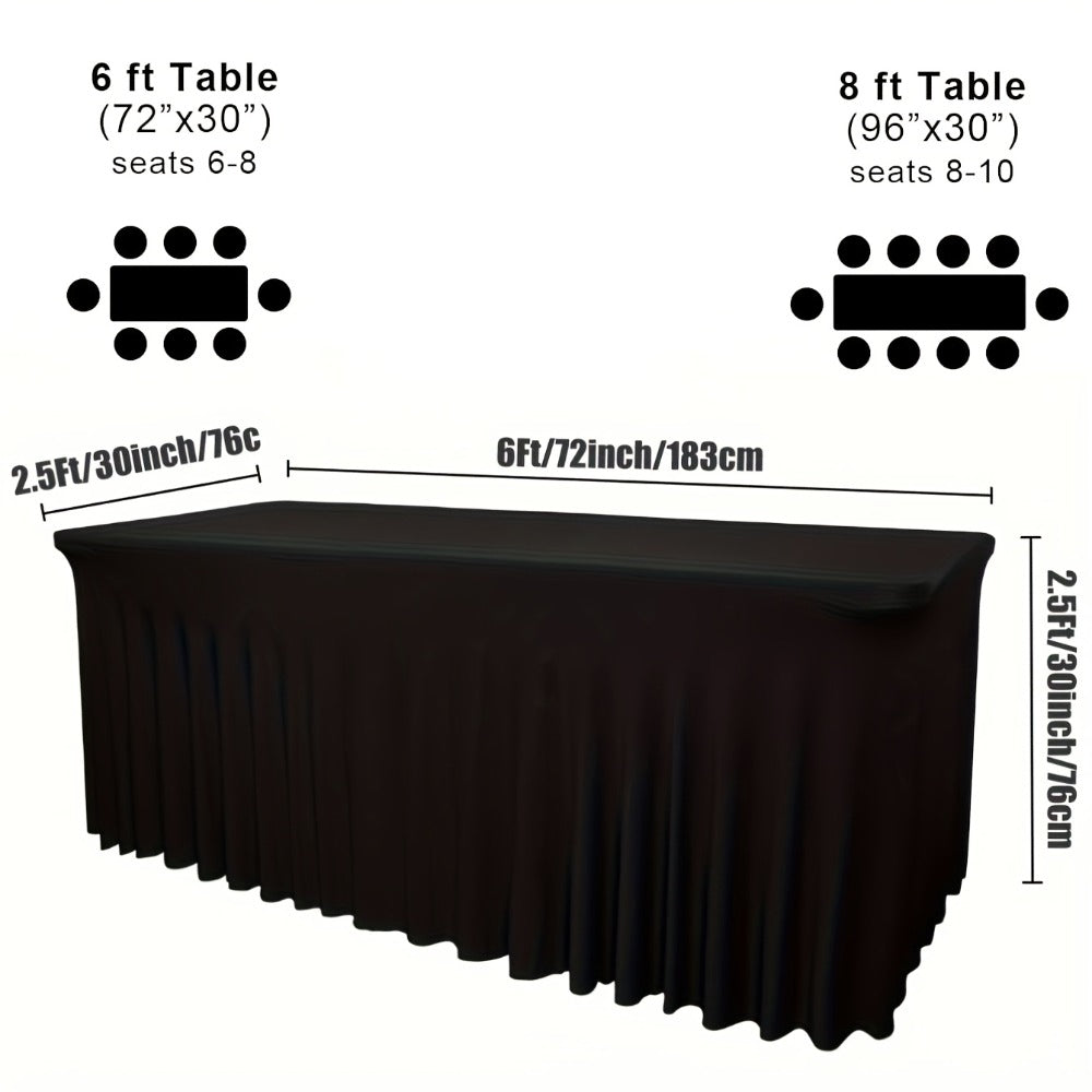 Tablecloth Pleated Skirt Fitted Cover 2-Pack for 6 or 8-Foot Rectangle Tables in Red Polyester Blend