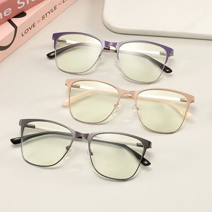 Anti Blue Light Reading Glasses 3 Pack Metal Frame Rectangular Readers – Polycarbonate Lenses, Spring Hinges, Unisex Men Women Mixed Colors, Multiple Magnification Strengths for Reading and Screen Use
