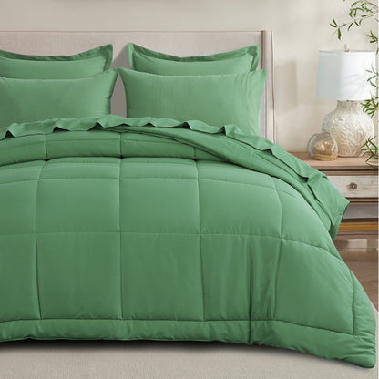 7 Piece Comforter Set Luxury Soft Fluffy Bedding All Season Bed in a Bag with Comforter Fitted Sheet Flat Sheet Pillowcases Hypoallergenic Breathable Easy Care Queen King Twin XL Full