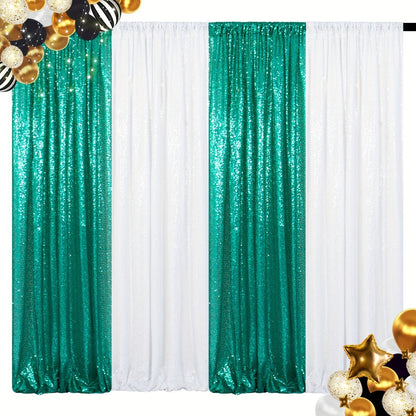 Sequin Backdrop Curtain 4 Panels 2FTx8FT – Shimmer Glitter Background for Wedding Party Photo Booth Decoration