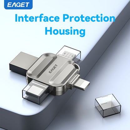 EAGET I50 iPhone Flash Drive USB 3.0 High Speed 4-in-1 Lightning Type-C Micro USB OTG Memory Stick 32GB 64GB 128GB 256GB for iPhone iPad Android Mac PC Photo Backup Storage