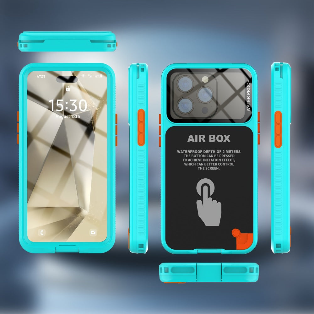 Waterproof iPhone Case IP68 360° Full Body Shockproof Dustproof Underwater Swimming Surfing Sports Cover for iPhone 16 15 Pro 15 14 Pro 14 13 Pro 13 12 Pro 12 – Underwater Photography Beach