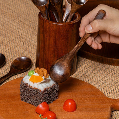 Wooden Spoons for Eating 8pcs – 7.28 Inch Small Wood Teaspoons for Stirring Coffee, Tea, Honey, Cooking & Serving Soup Dessert, Wooden Spoon Set