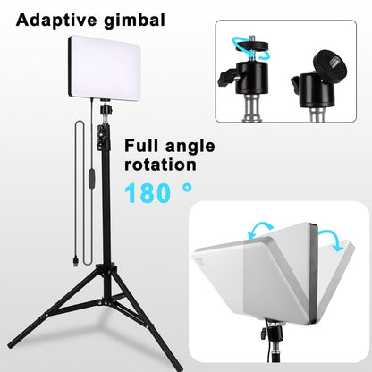 Square Fill Light Kit 10 Inch with Metal Ball Head & 15 Inch Extension Rod, Adjustable Tripod, 3 Color Modes