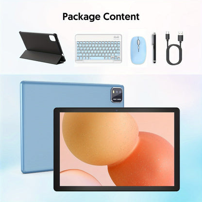 Android Tablet 10.1-Inch with Android 15, WiFi 6, 6000mAh Battery and Case or Keyboard Options