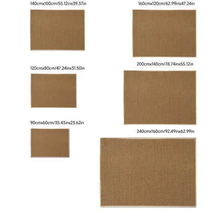 Brown Woven-Look Outdoor Area Rug with Bound Edges and Five Rectangular Size Options for Patio or RV