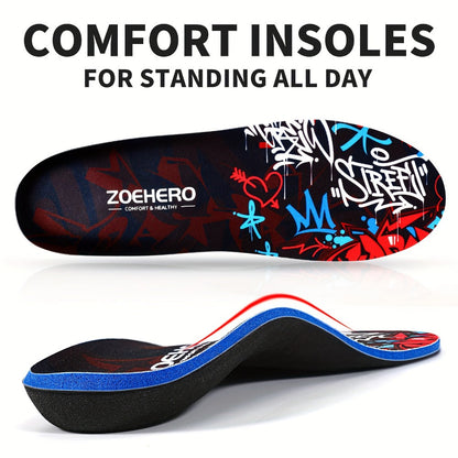 Full-Length Arch-Profile Shoe Insoles with Deep Heel Cup and Nine Men's and Women's Size Options