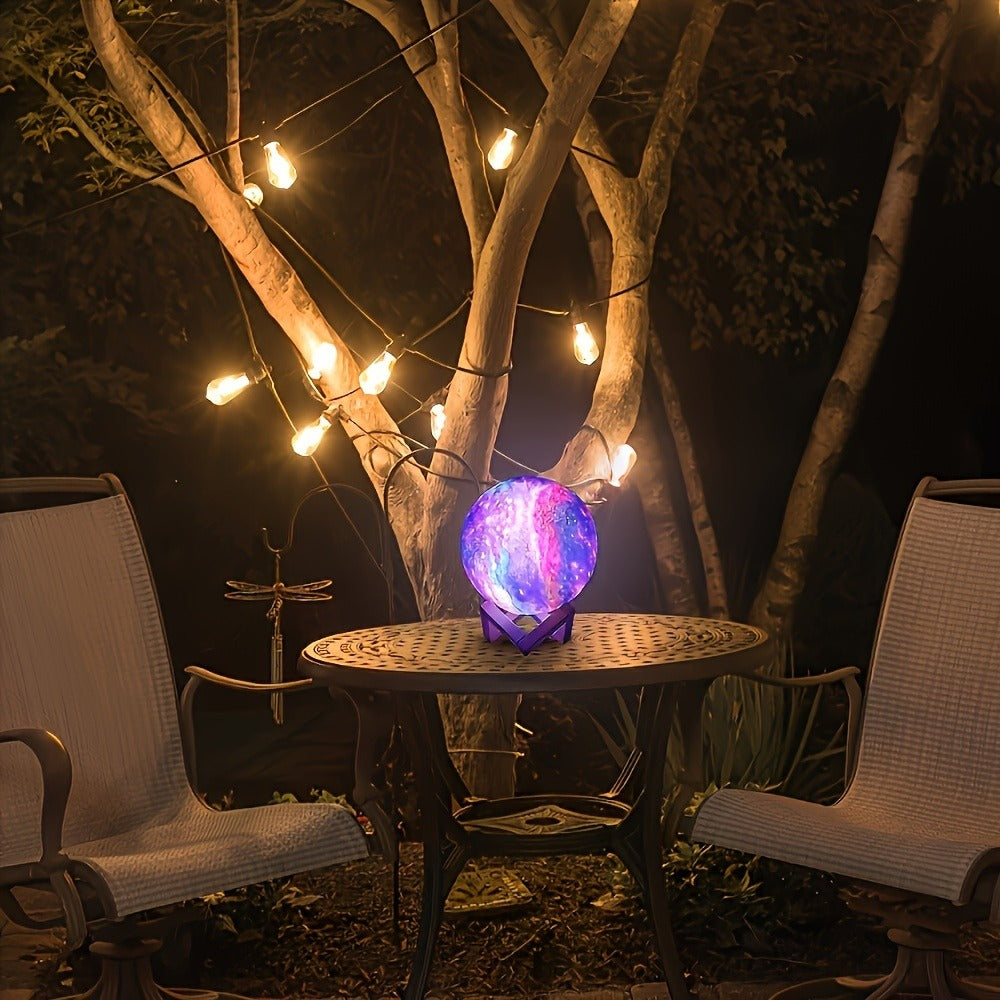 15cm Galaxy Globe LED Night Light with Folding Wood Stand, USB Plug-In Power and Multicolor Remote
