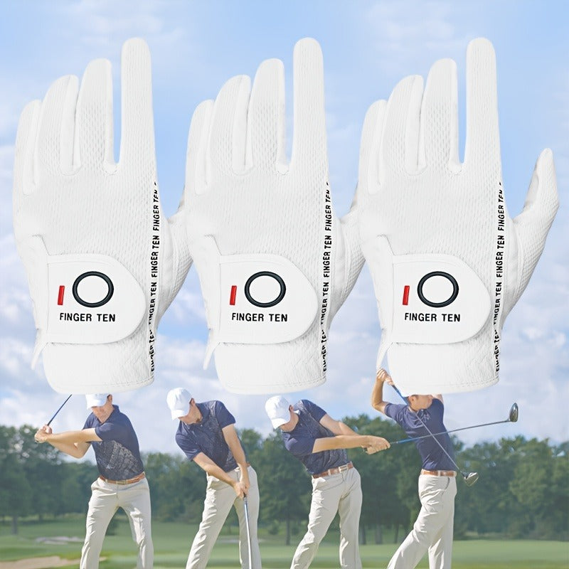 Wet Weather Golf Gloves Rain Grip 3-Pack for Men | Breathable Water-Resistant Golf Gloves for Left & Right Hand – Durable Comfortable Fit in Hot & Wet Conditions (Black, Gray, White | S–3XL)