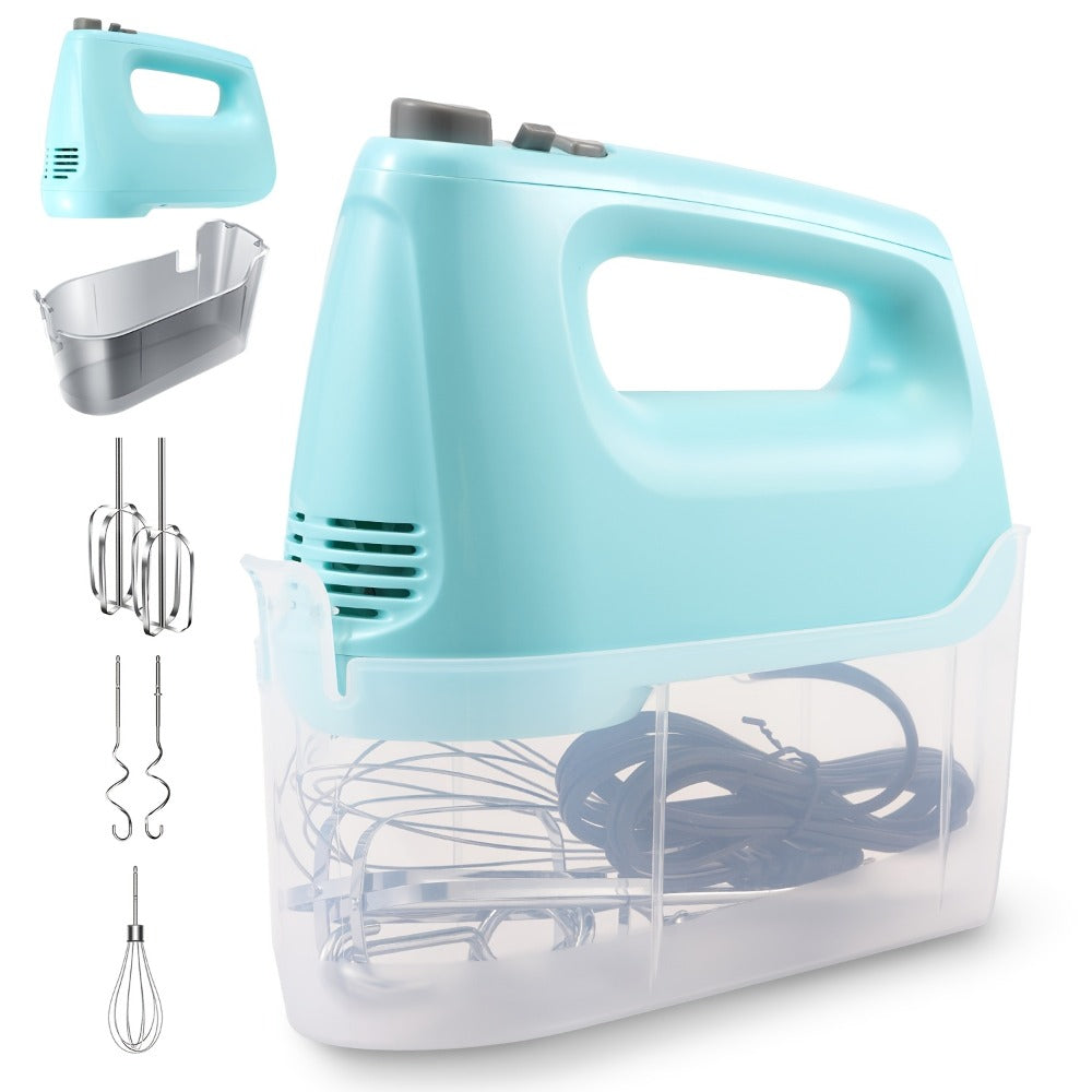 Six-Speed Electric Hand Mixer, 250 W with Five Stainless Steel Attachments and Storage Case in Three Colors