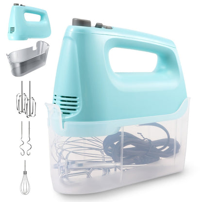 Six-Speed Electric Hand Mixer, 250 W with Five Stainless Steel Attachments and Storage Case in Three Colors