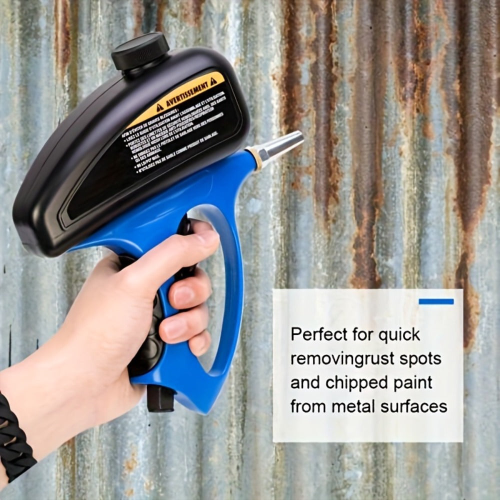 Sandblaster Gun for Air Compressor Pneumatic Abrasive Blasting – 90 PSI Max, 500ml Tank, Small Nozzle, for Metal Rust Removal, Glass Etching, Polishing & Auto Repair – Blue, Red & Yellow