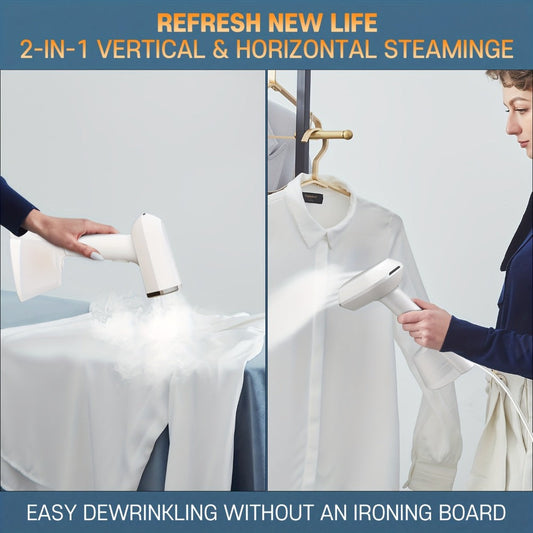 Handheld Garment Steamer for Clothes – Portable Travel Steamer, 15s Fast Heat-Up, 9.47oz Large Water Tank, Wrinkle Remover for Home Office Travel
