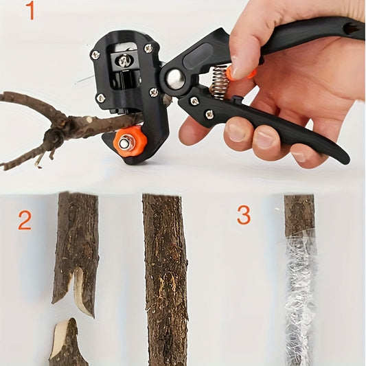 Garden Grafting Tool 2-in-1 with 2 Replacement Blades & Grafting Base, Professional Pruning Scissor Shear for Plant Branch, Vine & Fruit Tree Trimming and Grafting