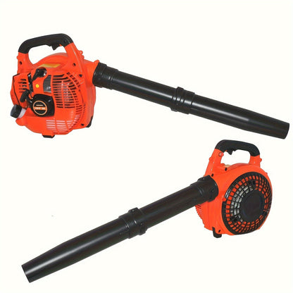 26CC Two-Cycle Gas Leaf Blower in Orange with Handheld Body, Two Straight Tubes, Fuel Container and Funnel