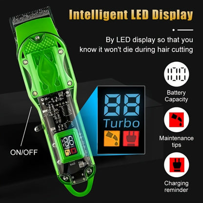Transparent-Shell Hair Clipper with Digital Display, Six Single-Clipper Colors or Black Three-Piece Grooming Kit