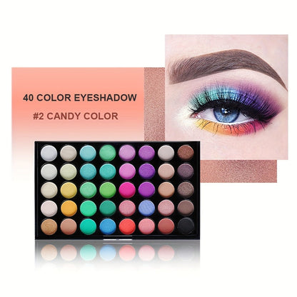 Complete Eye Makeup Kit 40 Color Eyeshadow Palette with Mascara Eyeliner Eyebrow Pencil & Brush — Matte Shimmer Glitter Pigmented