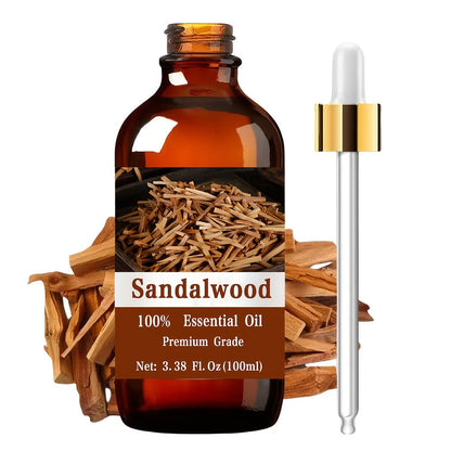 Essential Oil Sandalwood Warm Woody Aroma in 100ml Bottle for Diluted Topical, Diffuser and Massage Use