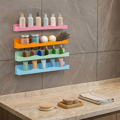 Iridescent Acrylic Wall Display Shelves in Two- or Four-Piece Sets with Pink and Multicolor Options