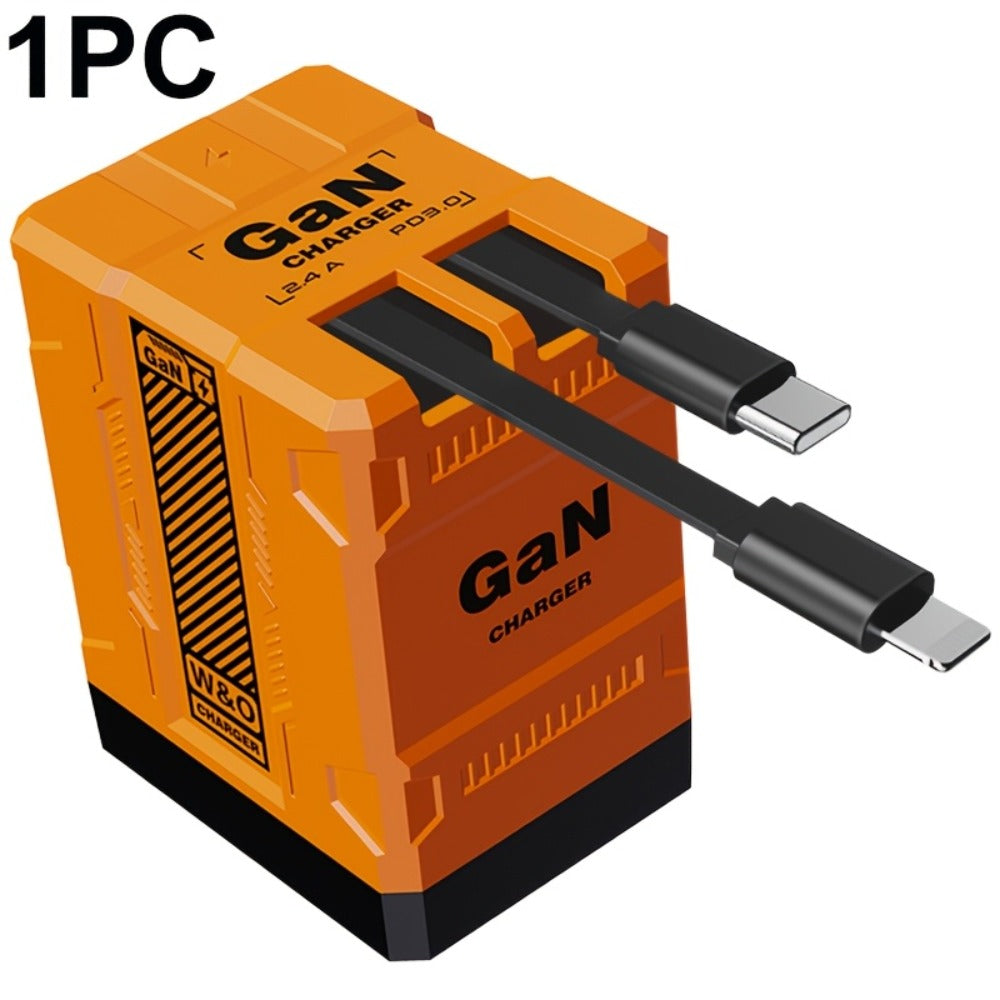 USB-C Wall Charger with Integrated Dual Cables in Single or Two-Piece Packs and Multiple Colors