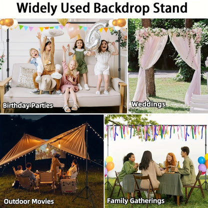 Backdrop Stand 9 x 6.5-Foot Adjustable Tripod Frame with Interlocking Crossbars and Backdrop Clips