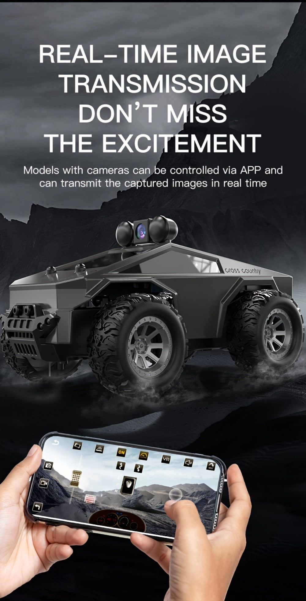 RC Off-Road Pickup Truck 1:28 Scale with 480P HD Camera | 2.4GHz App Control & Virtual Reality Function | 2 Rechargeable Batteries | Monster Truck Toy for Adults Kids