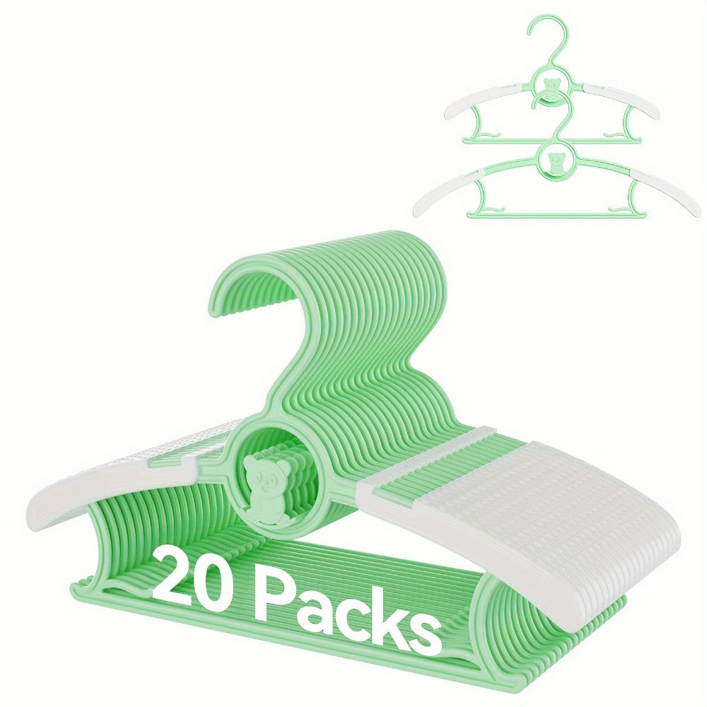 Adjustable Kids Clothes Hangers in 20 or 60-Piece Packs, 11–14 Inch Width Range and Four Nursery Colors