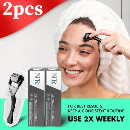 Microneedle Derma Roller 0.25mm 2-Pack for Face Scalp Beard for Bath Time, Home Spa and Personal Care