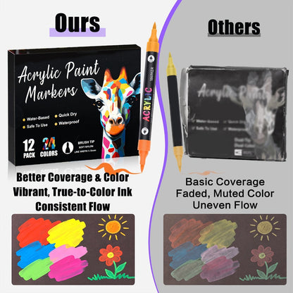 Double-Ended Acrylic Paint Pen Set with Brush and Fine Tips in 48- or 72-Piece Checkout Options