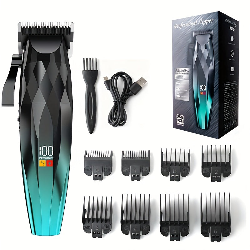 Hair Clipper Cordless Ceramic-Blade Trimmer with 7000RPM Motor, Eight Guide Combs and Three Colors