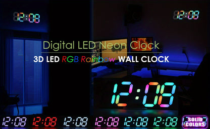 9.7-Inch RGB LED Wall and Desk Clock with Remote, Alarm, Date, Temperature and USB Power Cable