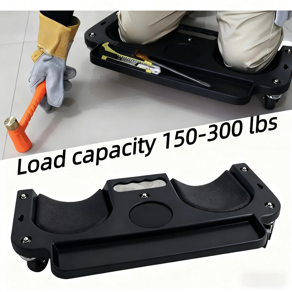 Rolling Knee Pad with Wheels & Built-In Tool Tray - Cushioned Kneeling Platform for Mechanics, Carpenters & Flooring Work