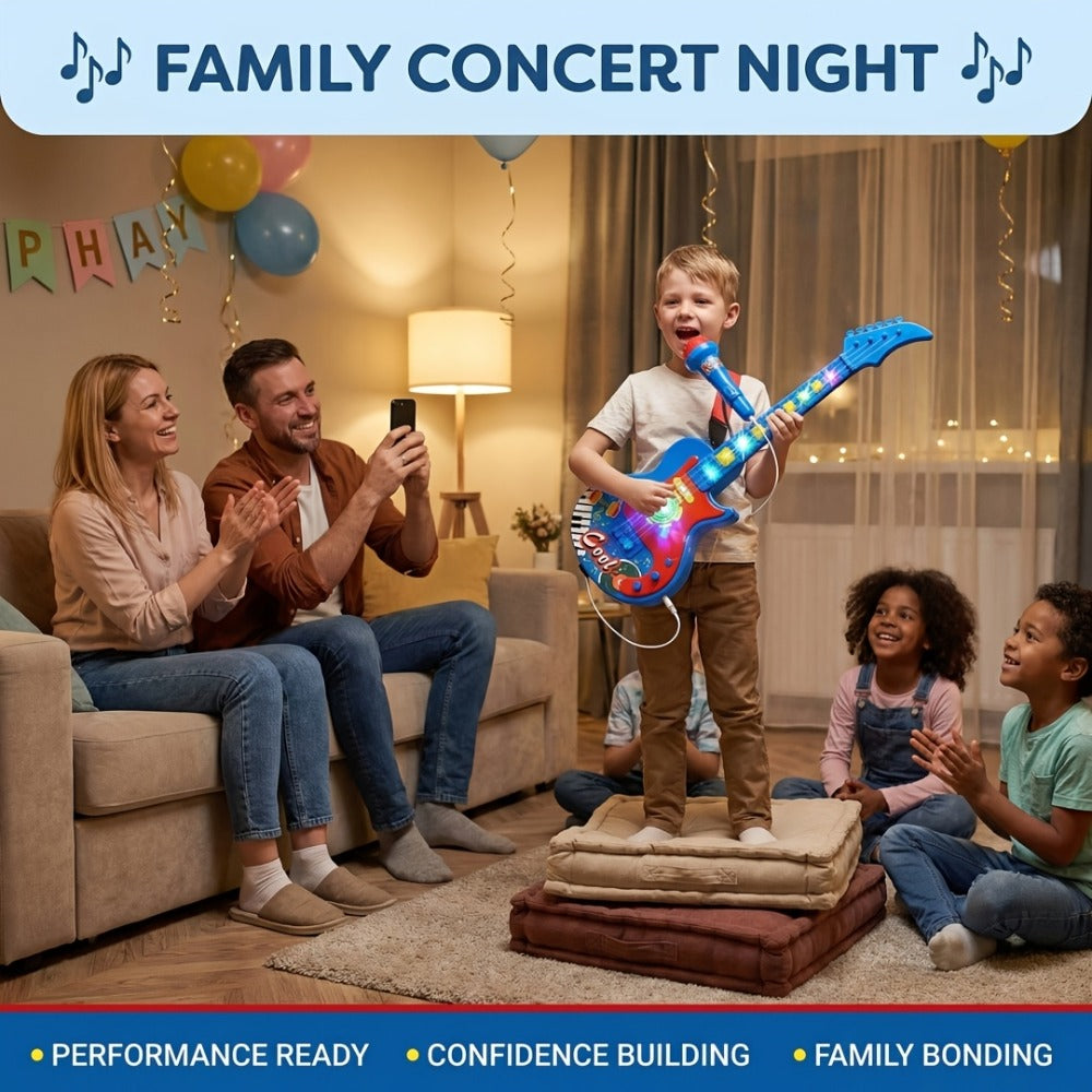 Kids Electric Guitar Toy with Microphone, Lights & Sounds – Musical Instrument Toy for Toddlers Ages 3-8, Birthday Gift for Boys & Girls
