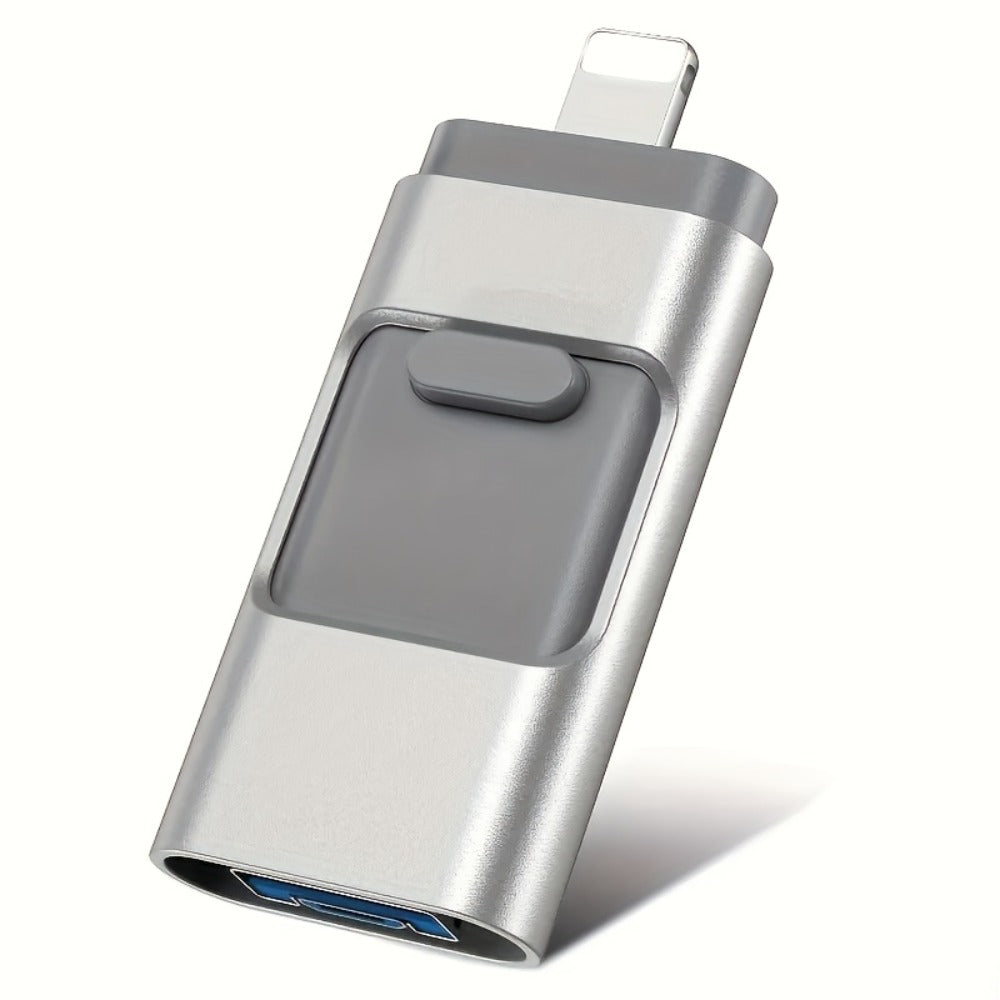 USB Flash Drive, 4-in-1 USB 3.0 Multi-Port Memory Stick with 128GB or 256GB Capacity and Sliding Connector Design