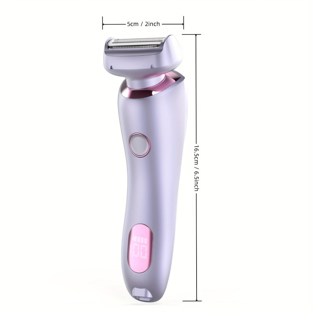 Bikini Shaver for Women Waterproof Rechargeable Stainless Steel Blade Electric Body Hair Razor – Wet & Dry Pubic Legs Arms Underarm Hair Removal, Portable Close Shave Purple
