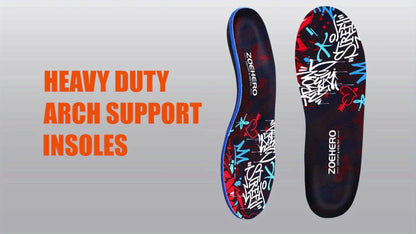 Full-Length Arch-Profile Shoe Insoles with Deep Heel Cup and Nine Men's and Women's Size Options