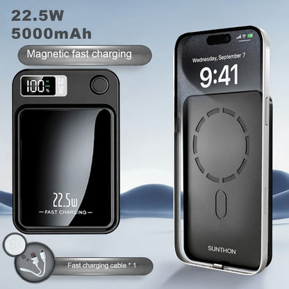 Magnetic Wireless Power Bank with 5000mAh and 10000mAh Labels, Flip Display and Four Color Options