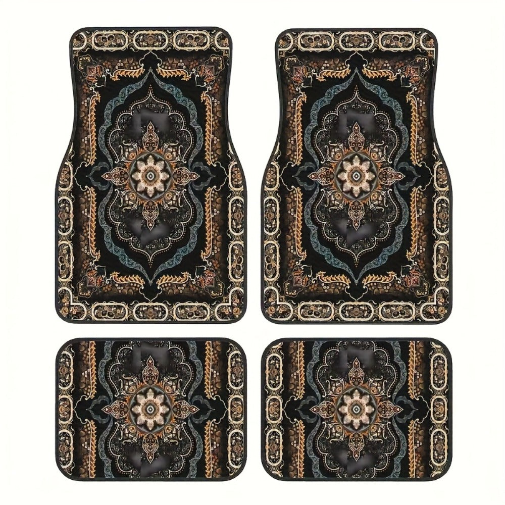 Car Floor Mats Set 2/4pcs, Durable Easy-Clean Universal Fit Interior Floor Liners for Men & Women, Stylish Blessing Pattern Car Carpet Pad, Great Gift for All Seasons