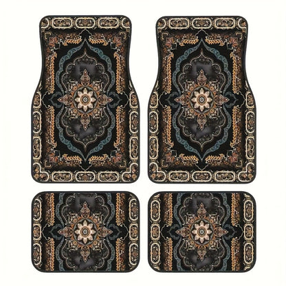 Car Floor Mats Set 2/4pcs, Durable Easy-Clean Universal Fit Interior Floor Liners for Men & Women, Stylish Blessing Pattern Car Carpet Pad, Great Gift for All Seasons