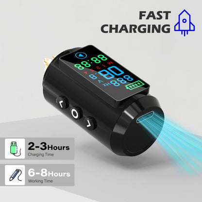 Cordless Tattoo Power Supply with Color Screen - 1600mAh Wireless Tattoo Battery, 4 Memory Presets, RCA Connector, USB Rechargeable, Compatible with Rotary & Coil Tattoo Machines, Beginners & Pro Artists