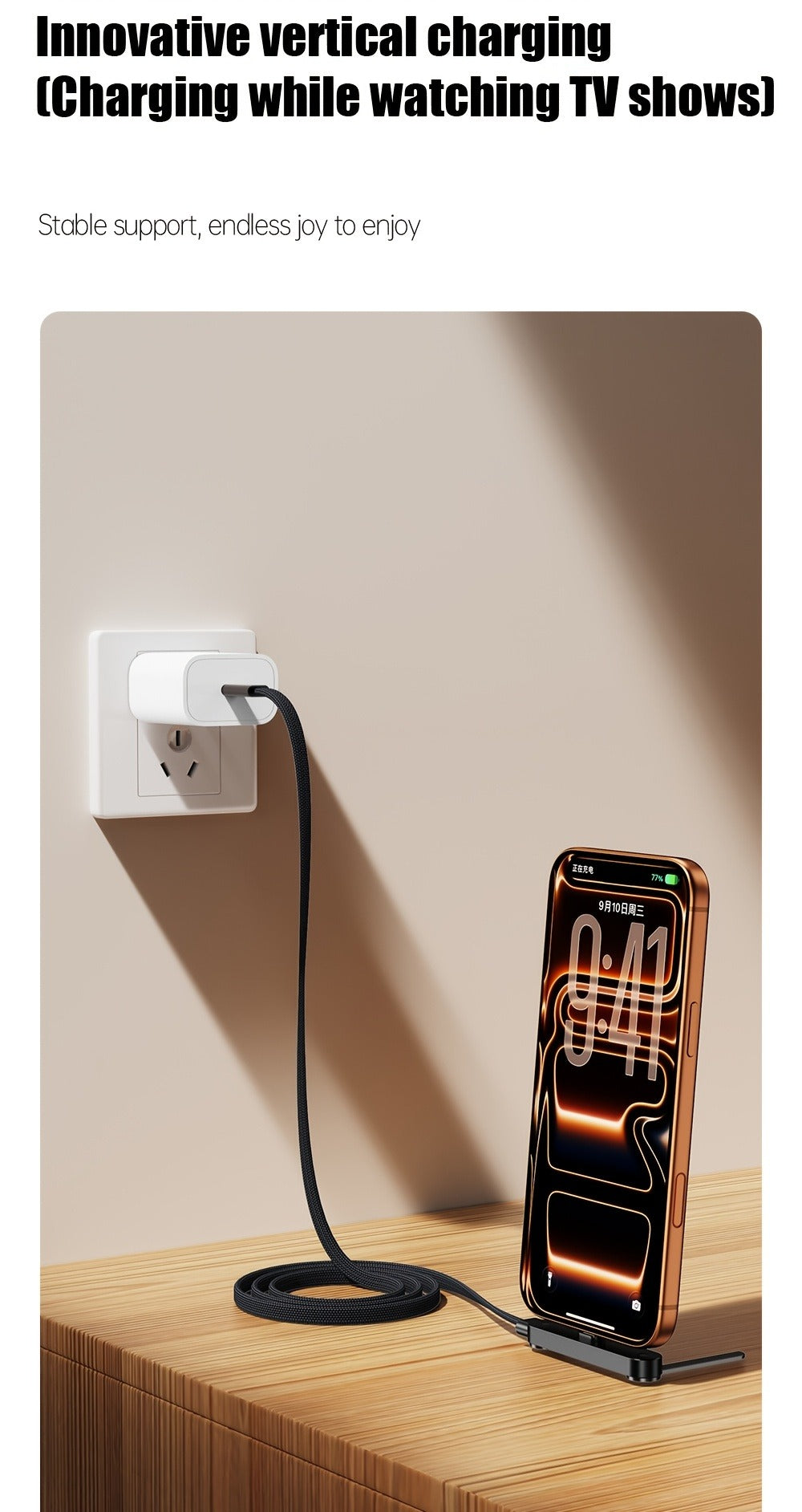 Folding-Bracket USB-C to USB-C Cable with 240W Marking, 480Mbps Graphic and 4.92 ft Length