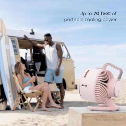 Shark FlexBreeze HydroGo Pro Portable Misting Fan - Indoor Outdoor Evaporative Mist, 5 Speeds + BreezeBoost, Corded & Cordless, 29Hr Battery, 70ft Coverage, Oscillating, Sky Color - Refurbished