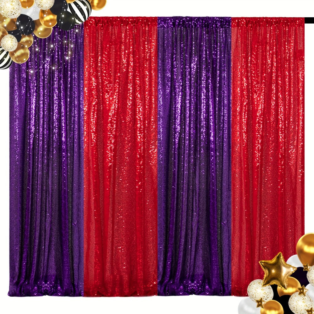 Sequin Backdrop Curtain 4 Panels 2FTx8FT – Shimmer Glitter Background for Wedding Party Photo Booth Decoration