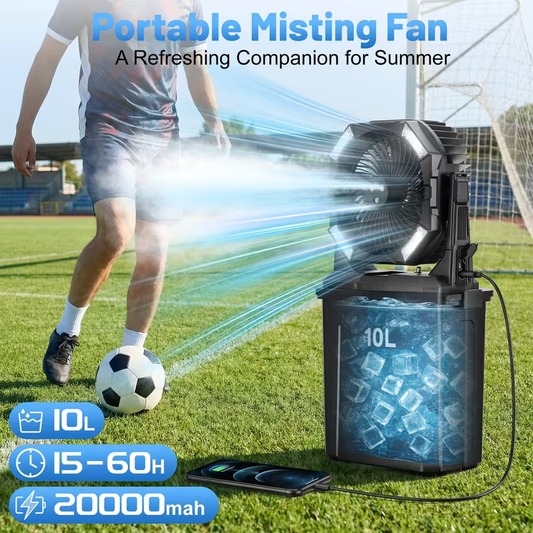 Misting Fan Portable Outdoor with Water Tank 20000mAh Rechargeable Battery Camping Cooling Spray Fan