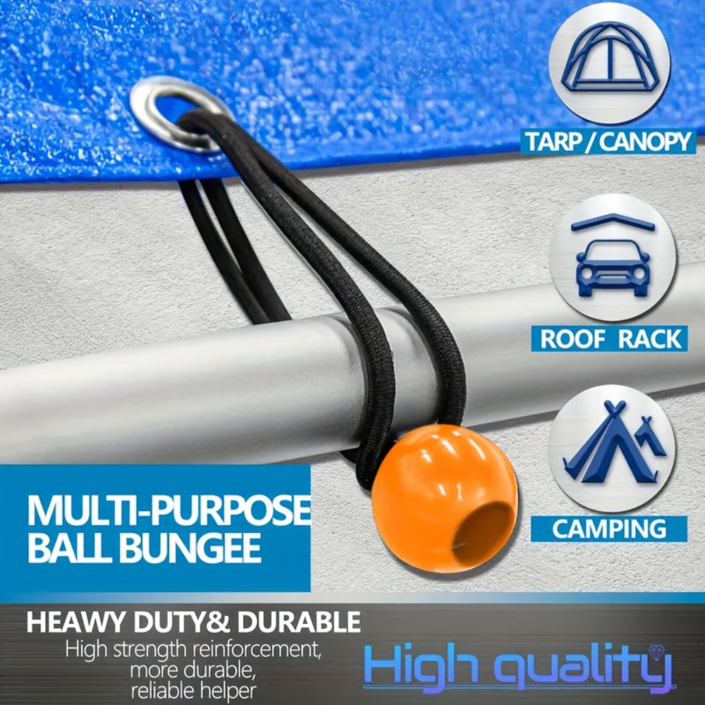 Bungee Cord Set 32 Pack Heavy Duty - Elastic Tie Down Cords in 10 18 24 40 Inch Lengths, 4 Sunshade Clips & 6 Ball Bungees, Mixed Color Outdoor Cargo Strapping Kit