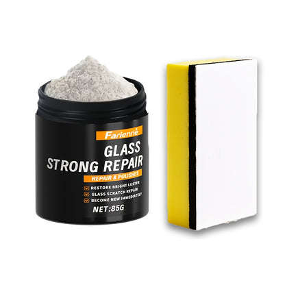 Glass Polishing Powder - Nano Windshield Scratch Repair & Clarity Restoration, Safe for All Glass Types, Car Windshield Detailing, Includes Sponge (85g)