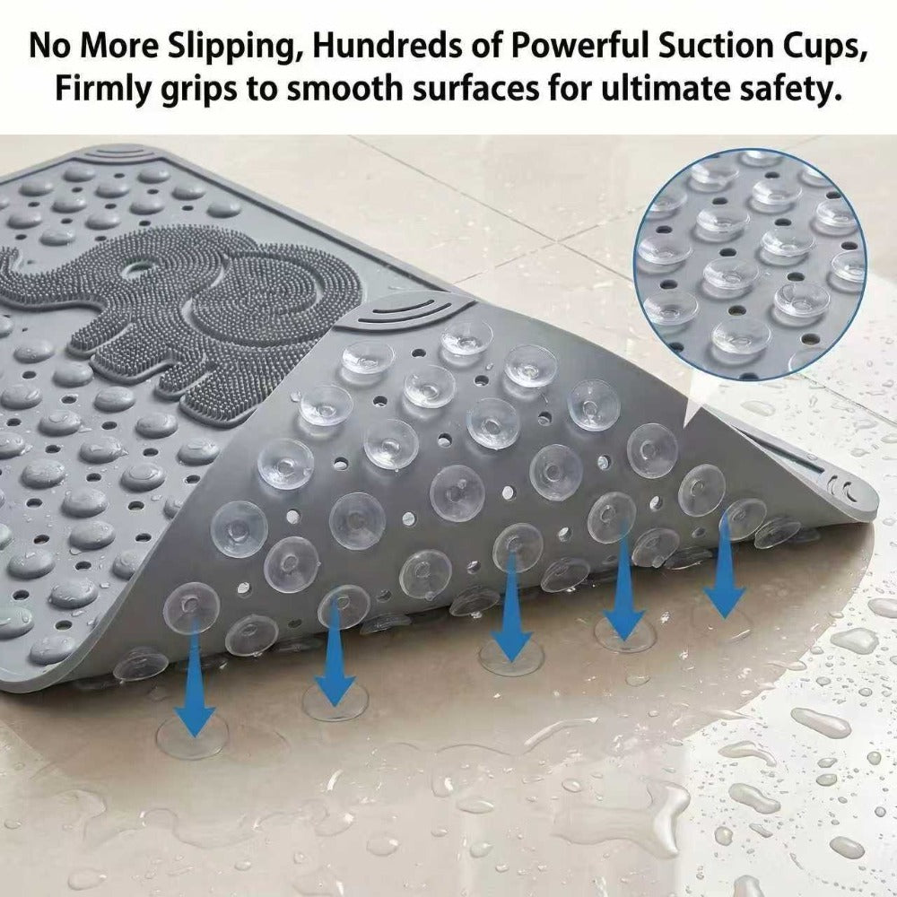 Perforated Suction-Cup Bathtub Mat with 75 × 43 cm Size, Blue or Light Gray Options and Full-Surface Drain Holes