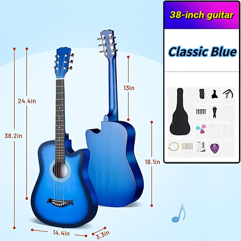 38-Inch Cutaway Acoustic Guitar Kit with Nylon Strings and Gig Bag shown in the Classic Blue option