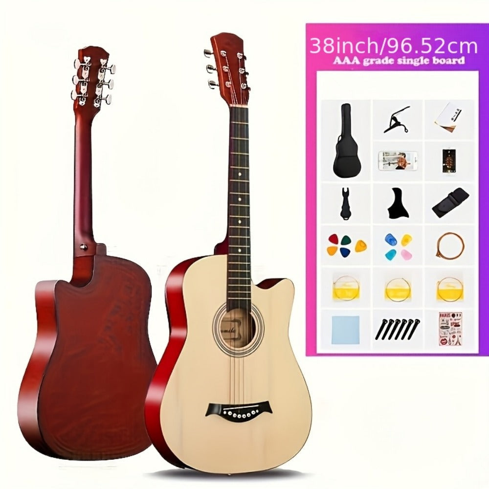 38-Inch Cutaway Acoustic Guitar Kit with Nylon Strings and Gig Bag detail image - detail view 11