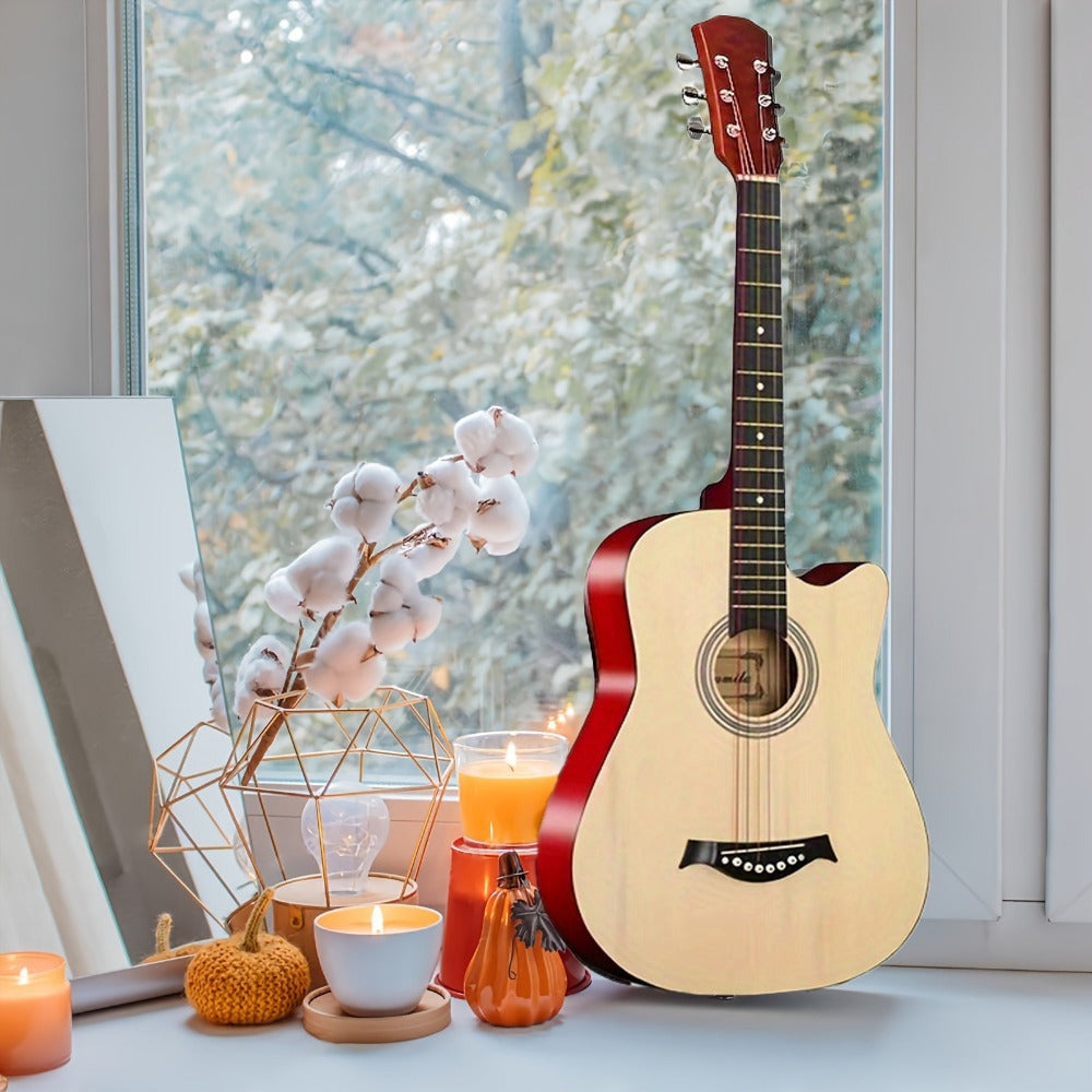 38-Inch Cutaway Acoustic Guitar Kit with Nylon Strings and Gig Bag detail image - detail view 4